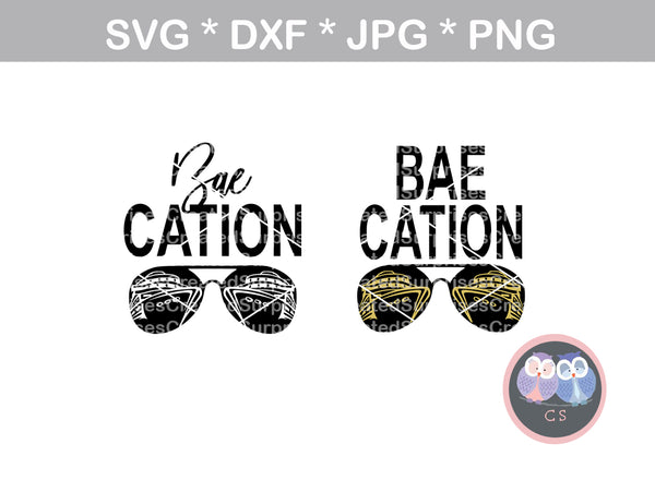 Baecation Cruise, 2 variations, ship, vacation, digital download, SVG, DXF, cut file, personal, commercial, use with Silhouette Cameo, Cricut and Die Cutting Machines