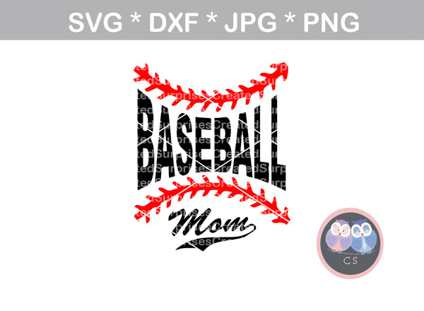 Baseball Mom, Laces, ball, baseball, digital download, SVG, DXF, cut file, personal, commercial, use with Silhouette Cameo, Cricut and Die Cutting Machines