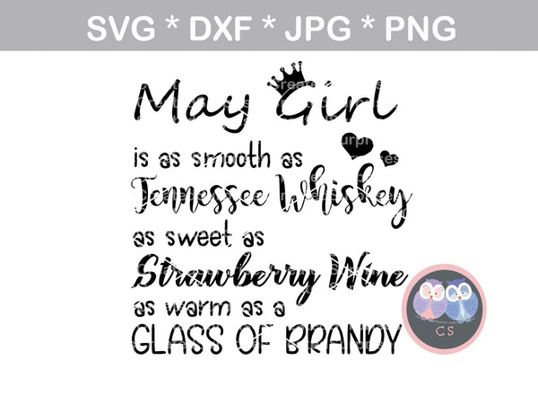 Birthday (All Months Included) Girl, smooth, sweet, warm, saying, digital download, SVG, DXF, cut file, personal, commercial, use with Silhouette Cameo, Cricut and Die Cutting Machines