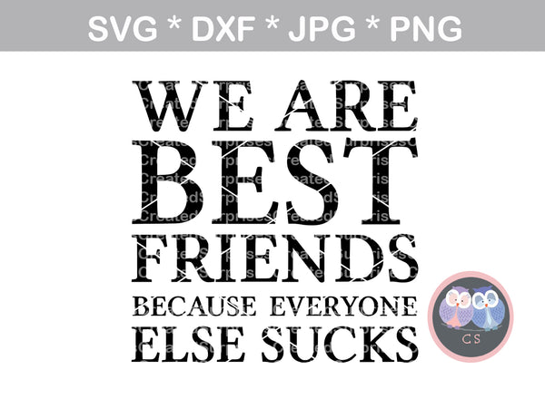 Best Friends because everyone else sucks, digital download, SVG, DXF, cut file, personal, commercial, use with Silhouette Cameo, Cricut and Die Cutting Machines
