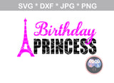 Birthday Princess, Birthday Gang, Birthday, girl, tower, group, digital download, SVG, DXF, cut file, personal, commercial, use with Silhouette Cameo, Cricut and Die Cutting Machines