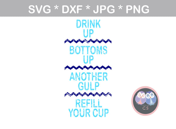 Bottoms Up, Drink meter, Bottle label, water label, bottle meter, digital download, SVG, DXF, cut file, personal, commercial, use with Silhouette Cameo, Cricut and Die Cutting Machines