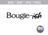 Bougie-ish, bougie, 2 versions, woman, digital download, SVG, DXF, cut file, personal, commercial, use with Silhouette Cameo, Cricut and Die Cutting Machines