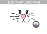 Bunny faces, boy, girl, Easter bunny face, cute rabbit face, digital download, SVG, DXF, cut file, personal, commercial, use with Silhouette Cameo, Cricut and Die Cutting Machines