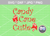 Candy Cane Cutie, Christmas, Bow, cute, digital download, SVG, DXF, cut file, personal, commercial, use with Silhouette Cameo, Cricut and Die Cutting Machines
