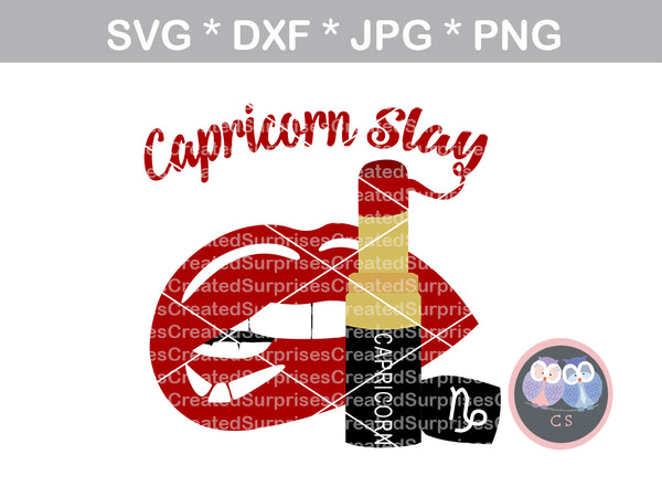 Capricorn Slay, biting Lips, lipstick, digital download, SVG, DXF, cut file, personal, commercial, use with Silhouette Cameo, Cricut and Die Cutting Machines