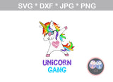 Dab Unicorn, Unicorn Squad, Unicorn Gang, digital download, SVG, DXF, cut file, personal, commercial, use with Silhouette Cameo, Cricut and Die Cutting Machines