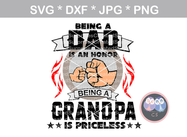 Dad, Grandpa, Fathers Day, Honor, fist, digital download, SVG, DXF, cut file, personal, commercial, use with Silhouette Cameo, Cricut and Die Cutting Machines