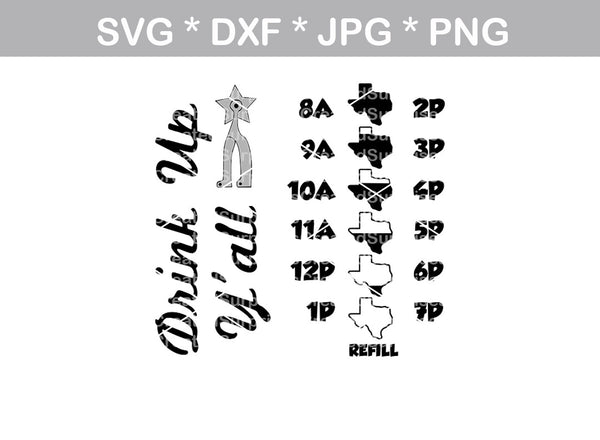 Texas Inspired, Drink meter, Bottle label, water label, bottle meter, digital download, SVG, DXF, cut file, personal, commercial, use with Silhouette Cameo, Cricut and Die Cutting Machines