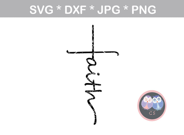 Faith cross, grace, christian, digital download, SVG, DXF, cut file, personal, commercial, use with Silhouette Cameo, Cricut and Die Cutting Machines