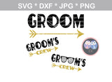 Groom, Grooms Crew, glasses, fun shirt labels, bachelor, wedding, digital download, SVG, DXF, cut file, personal, commercial, use with Silhouette Cameo, Cricut and Die Cutting Machines