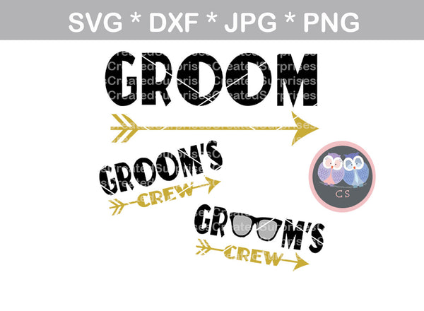 Groom, Grooms Crew, glasses, fun shirt labels, bachelor, wedding, digital download, SVG, DXF, cut file, personal, commercial, use with Silhouette Cameo, Cricut and Die Cutting Machines