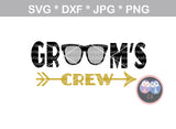 Groom, Grooms Crew, glasses, fun shirt labels, bachelor, wedding, digital download, SVG, DXF, cut file, personal, commercial, use with Silhouette Cameo, Cricut and Die Cutting Machines