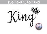 King, Queen, crowns, crown, digital download, SVG, DXF, cut file, personal, commercial, use with Silhouette Cameo, Cricut and Die Cutting Machines