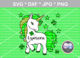 Lepricorn, unicorn, clover, St Pattys Day, cute, digital download, SVG, DXF, cut file, personal, commercial, use with Silhouette Cameo, Cricut and Die Cutting Machines