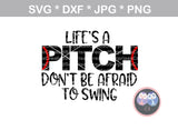 Lifes A Pitch, Baseball, laces, ball, digital download, SVG, DXF, cut file, personal, commercial, use with Silhouette Cameo, Cricut and Die Cutting Machines