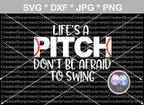 Lifes A Pitch, Baseball, laces, ball, digital download, SVG, DXF, cut file, personal, commercial, use with Silhouette Cameo, Cricut and Die Cutting Machines