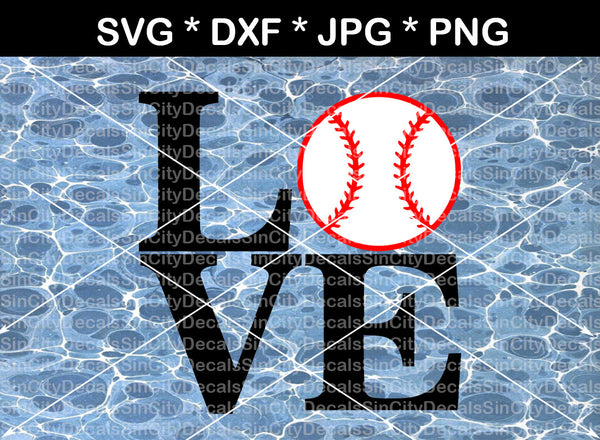 Love baseball, ball, baseball, digital download, SVG, DXF, cut file, personal, commercial, use with Silhouette Cameo, Cricut and Die Cutting Machines