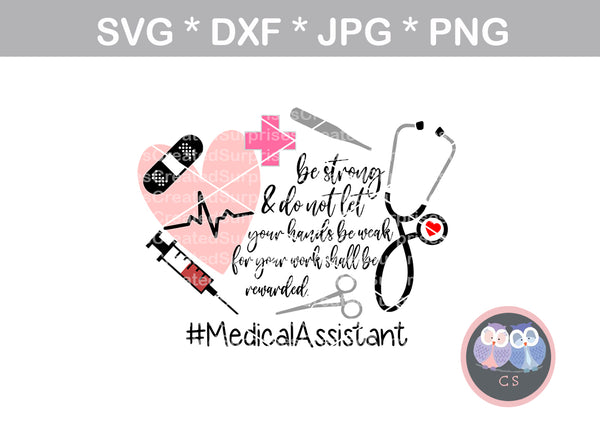 Medical assistant Stethoscope Heart medical digital download SVG DXF personal commercial Silhouette Cricut Cutting Machines