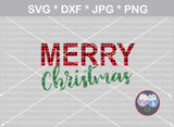 Merry Christmas, SVG, DXF, cut file, including 3 different PNG print styles, digital download, personal, commercial, use with Silhouette Cameo, Cricut and Die Cutting Machines