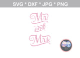 Bride, Groom, His, Hers, Mr, Mrs, wedding, titles, digital download, SVG, DXF, cut file, personal, commercial, use with Silhouette Cameo, Cricut and Die Cutting Machines