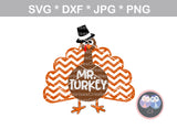 Mr, Mrs, Turkey, Bow, Hat, thanksgiving, thankful, digital download, SVG, DXF, cut file, personal, commercial, use with Silhouette Cameo, Cricut and Die Cutting Machines