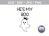 My boo, Shes/Hes my boo, cute, queen, king, Ghosts, halloween, digital download, SVG, DXF, cut file, personal, commercial, use with Silhouette Cameo, Cricut and Die Cutting Machines