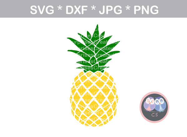 Pineapple, fruit, food, digital download, SVG, DXF, cut file, personal, commercial, use with Silhouette Cameo, Cricut and Die Cutting Machines