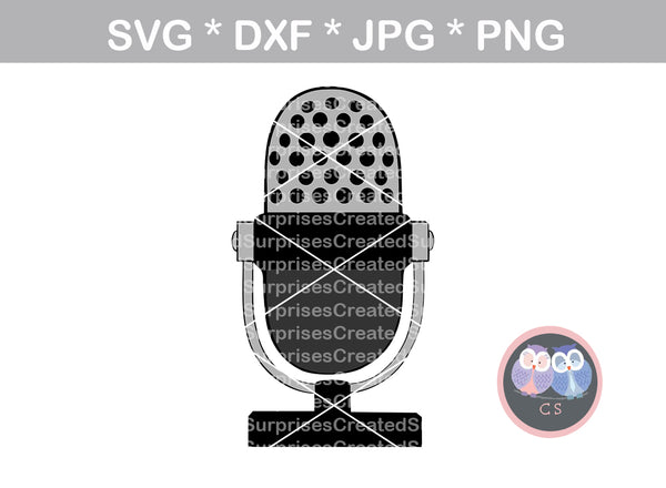 Microphone, podcast microphone, mic, digital download, SVG, DXF, cut file, personal, commercial, use with Silhouette Cameo, Cricut and Die Cutting Machines