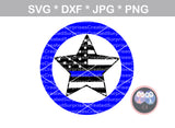 Police, Star, Flag, circle, digital download, SVG, DXF, cut file, personal, commercial, use with Silhouette Cameo, Cricut and Die Cutting Machines