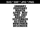 Queens are born in (All Months Included), digital download, SVG, DXF, cut file, personal, commercial, use with Silhouette Cameo, Cricut and Die Cutting Machines