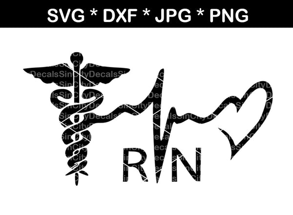 Nurse, RN, Medical, staff, wings, heartbeat, digital download, SVG, DXF, cut file, personal, commercial, use with Silhouette Cameo, Cricut and Die Cutting Machines