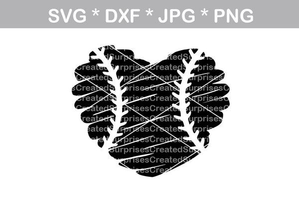 Baseball, Scribble heart with laces, heart ball, ball, baseball, digital download, SVG, DXF, cut file, personal, commercial, use with Silhouette Cameo, Cricut and Die Cutting Machines