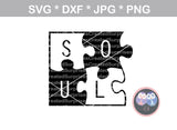 Soul Mate, Love, Puzzle, Puzzle pieces, interlocking, digital download, SVG, DXF, cut file, personal, commercial, use with Silhouette Cameo, Cricut and Die Cutting Machines