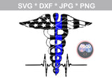 Police, Medical, staff, wings, heartbeat, digital download, SVG, DXF, cut file, personal, commercial, use with Silhouette Cameo, Cricut and Die Cutting Machines