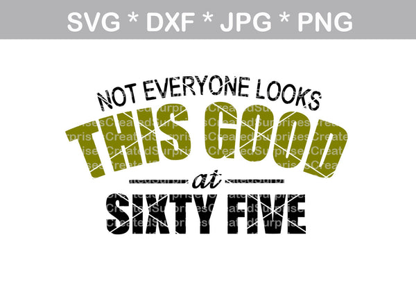 Not Everyone Looks This Good at 65, birthday, digital download, SVG, DXF, cut file, personal, commercial, use with Silhouette Cameo, Cricut and Die Cutting Machines