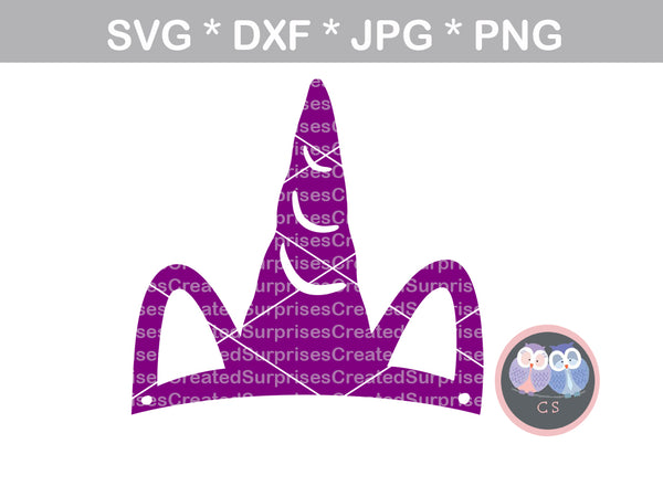 Unicorn mask, horn, face, cute, animal, digital download, SVG, DXF, cut file, personal, commercial, use with Silhouette Cameo, Cricut and Die Cutting Machines