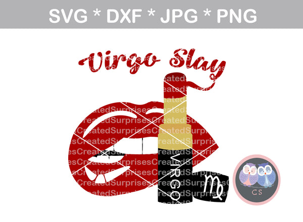 Virgo Slay, biting Lips, lipstick, digital download, SVG, DXF, cut file, personal, commercial, use with Silhouette Cameo, Cricut and Die Cutting Machines