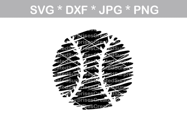 Baseball, Scribble circle, ball, with laces, scribble ball, ball, baseball, digital download, SVG, DXF, cut file, personal, commercial, use with Silhouette Cameo, Cricut and Die Cutting Machines