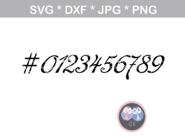 All Numbers, numbers, 0-9, #, hashtag, digital download, SVG, DXF, cut file, personal, commercial, use with Silhouette Cameo, Cricut and Die Cutting Machines