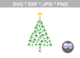 Airplane, Christmas, Tree, art, digital download, digital download, SVG, DXF, cut file, personal, commercial, use with Silhouette Cameo, Cricut and Die Cutting Machines