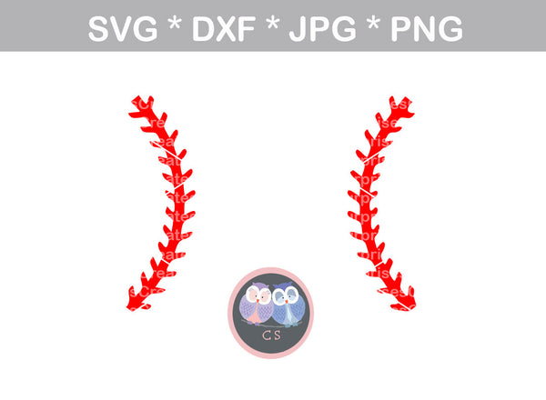 Baseball, laces, ball, baseball, digital download, SVG, DXF, cut file, personal, commercial, use with Silhouette Cameo, Cricut and Die Cutting Machines