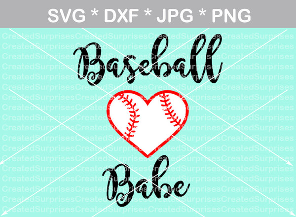 Baseball babe, heart ball, ball, baseball, digital download, SVG, DXF, cut file, personal, commercial, use with Silhouette Cameo, Cricut and Die Cutting Machines