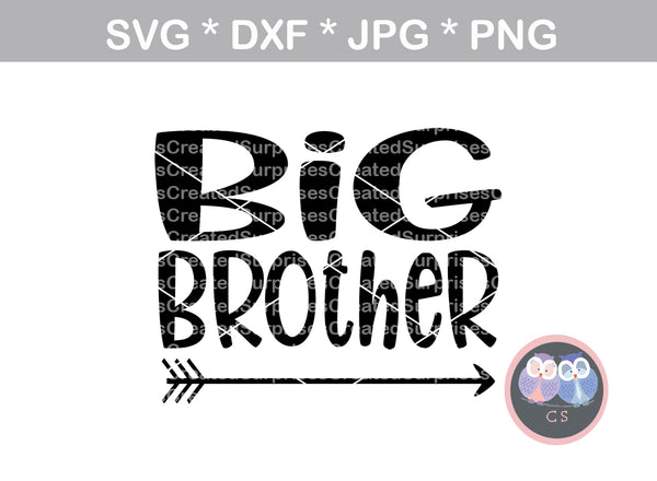Big Brother, arrow, family, baby reveal, digital download, SVG, DXF, cut file, personal, commercial, use with Silhouette Cameo, Cricut and Die Cutting Machines