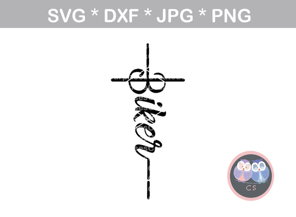 Biker cross, grace, christian, faith, digital download, SVG, DXF, cut file, personal, commercial, use with Silhouette Cameo, Cricut and Die Cutting Machines