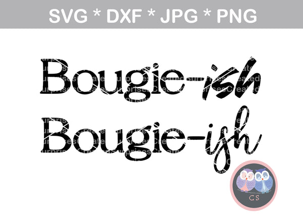 Bougie-ish, bougie, 2 versions, woman, digital download, SVG, DXF, cut file, personal, commercial, use with Silhouette Cameo, Cricut and Die Cutting Machines