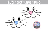 Bunny faces, boy, girl, Easter bunny face, cute rabbit face, digital download, SVG, DXF, cut file, personal, commercial, use with Silhouette Cameo, Cricut and Die Cutting Machines