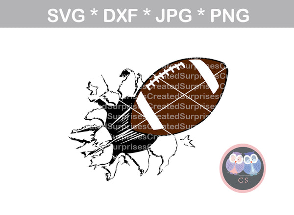 Bursting Football, sport, ball, digital download, SVG, DXF, cut file, personal, commercial, use with Silhouette Cameo, Cricut and Die Cutting Machines
