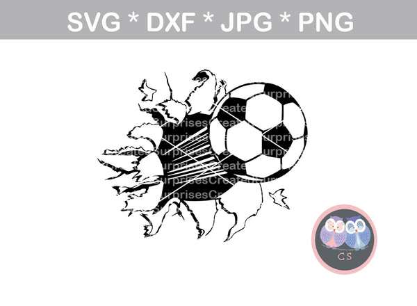 Bursting Soccerball, sport, ball, digital download, SVG, DXF, cut file, personal, commercial, Silhouette Cricut Die Cutting Machines
