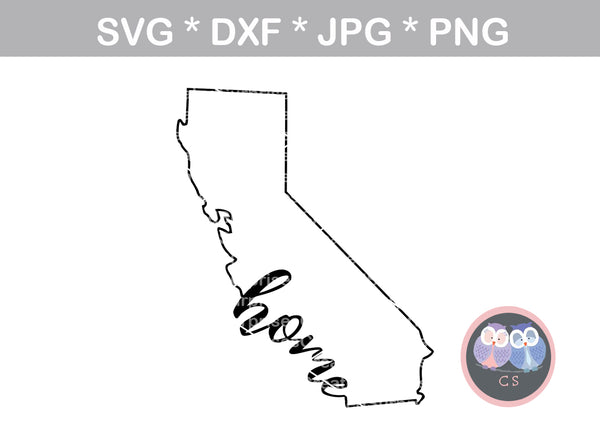 California, home, Cali, digital download, SVG, DXF, cut file, personal, commercial, use with Silhouette Cameo, Cricut and Die Cutting Machines